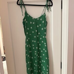 Reformation Green Tie Midi Dress - Floral - Sz 8
